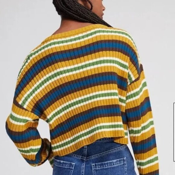 New NWT PacSun LA hearts stripe cropped sweater Medium - Picture 3 of 5